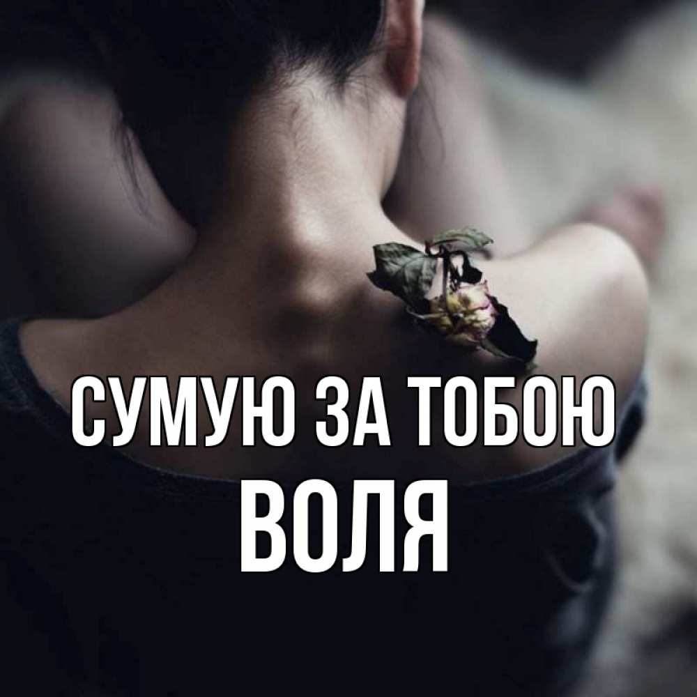 Открытка на каждый день з підписом, Воля Сумую за тобою засох цветок Прикольна листівка з побажанням онлайн скачати безкоштовно 