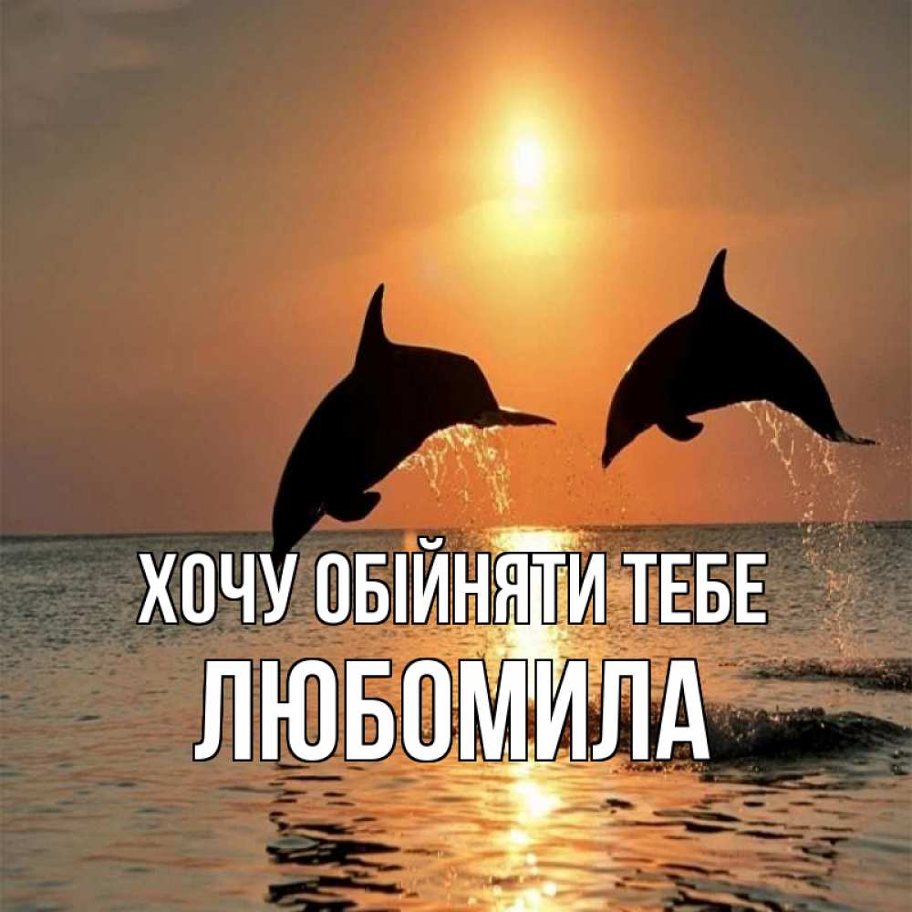 Открытка на каждый день з підписом, Любомила Хочу обійняти тебе рыбы на закате Прикольна листівка з побажанням онлайн скачати безкоштовно 