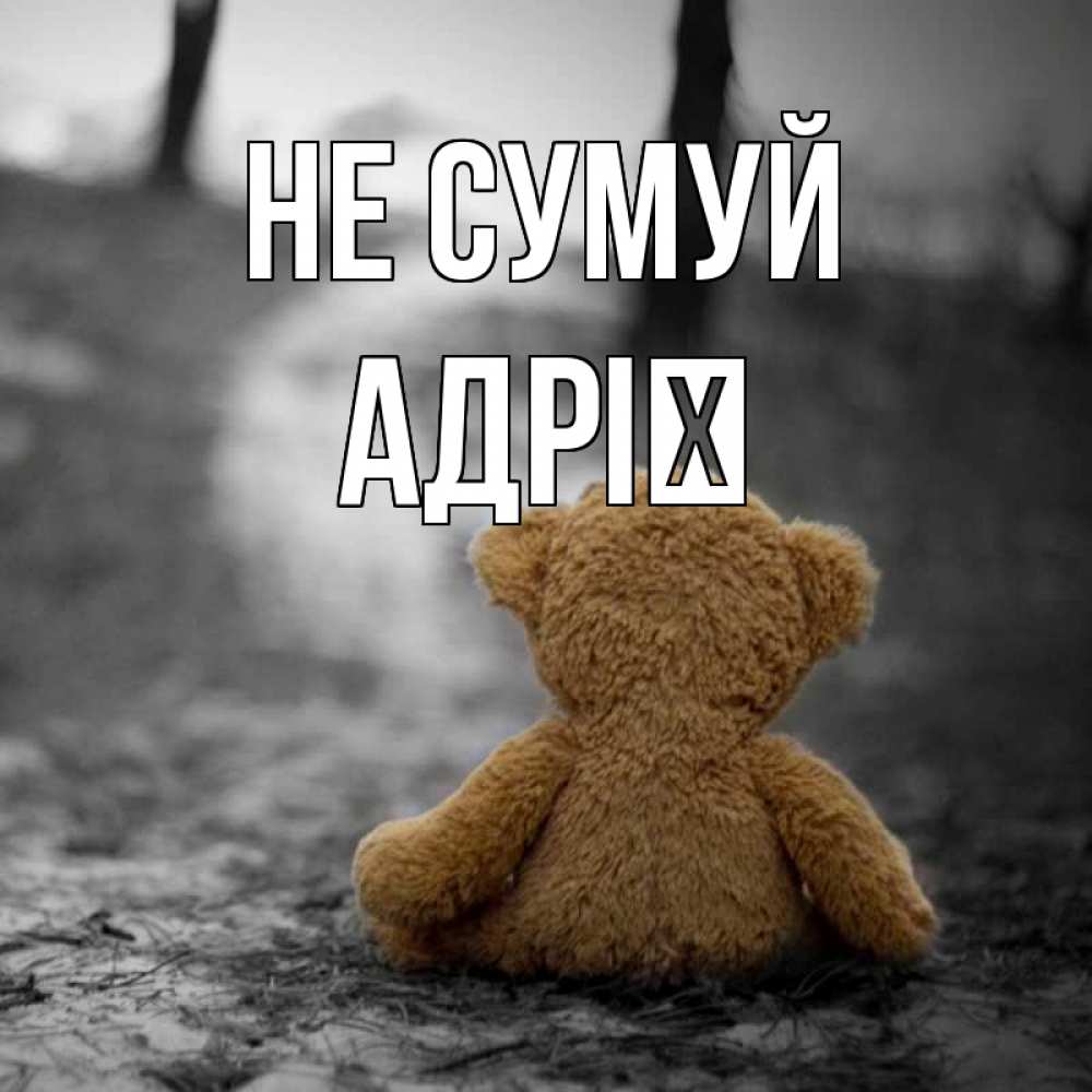 Открытка на каждый день з підписом, Адрії Не сумуй медведь со спин Прикольна листівка з побажанням онлайн скачати безкоштовно 