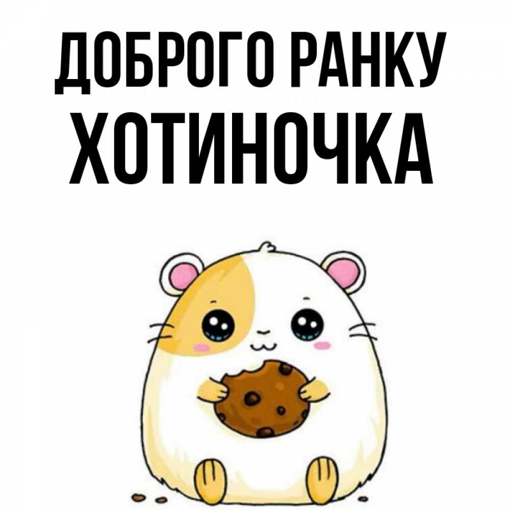 Открытка на каждый день з підписом, Хотиночка Доброго ранку есть печеньку. Утречко Прикольна листівка з побажанням онлайн скачати безкоштовно 