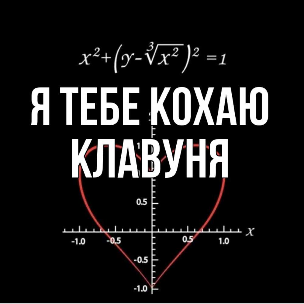 Открытка на каждый день з підписом, Клавуня Я тебе кохаю сердечная формула Прикольна листівка з побажанням онлайн скачати безкоштовно 