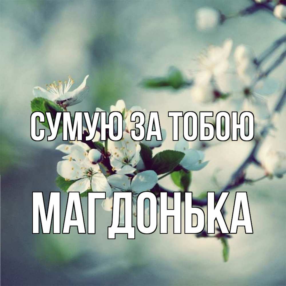Открытка на каждый день з підписом, Магдонька Сумую за тобою весна Прикольна листівка з побажанням онлайн скачати безкоштовно 