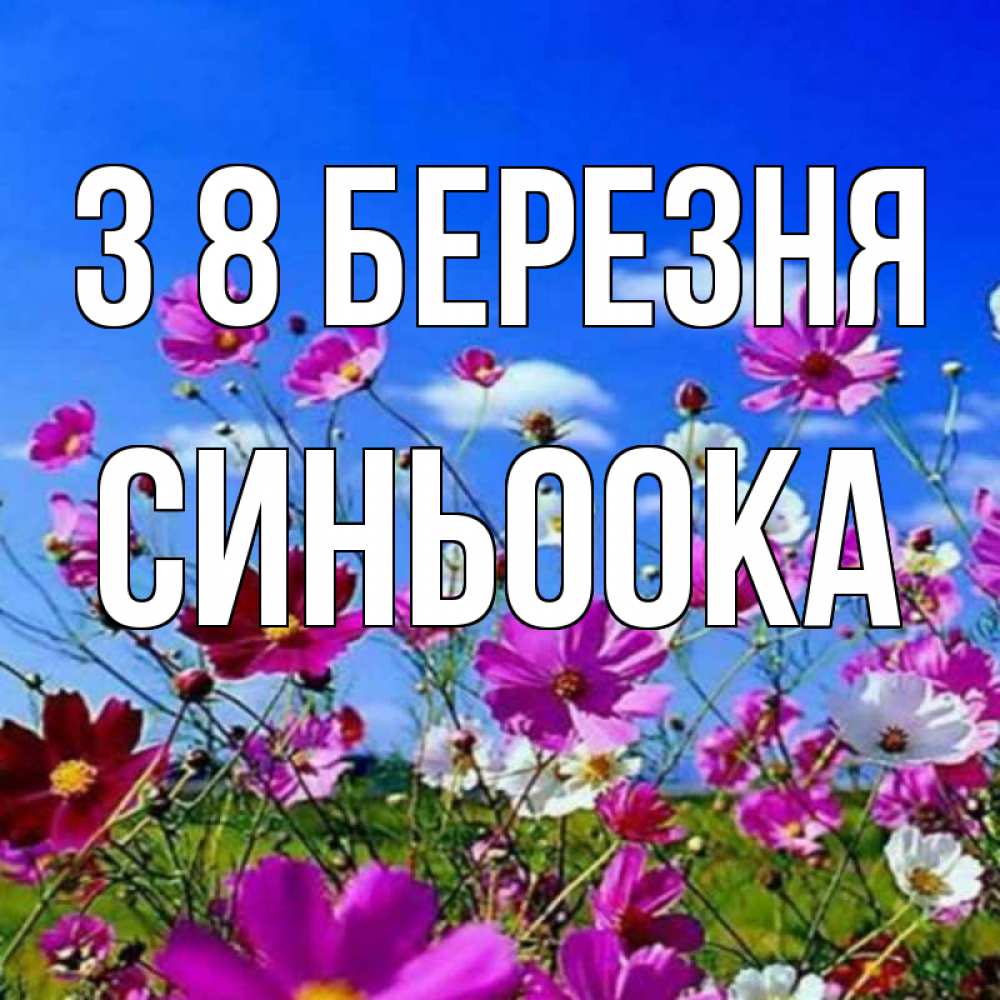 Открытка на каждый день з підписом, Синьоока З 8 БЕРЕЗНЯ цветы Прикольна листівка з побажанням онлайн скачати безкоштовно 