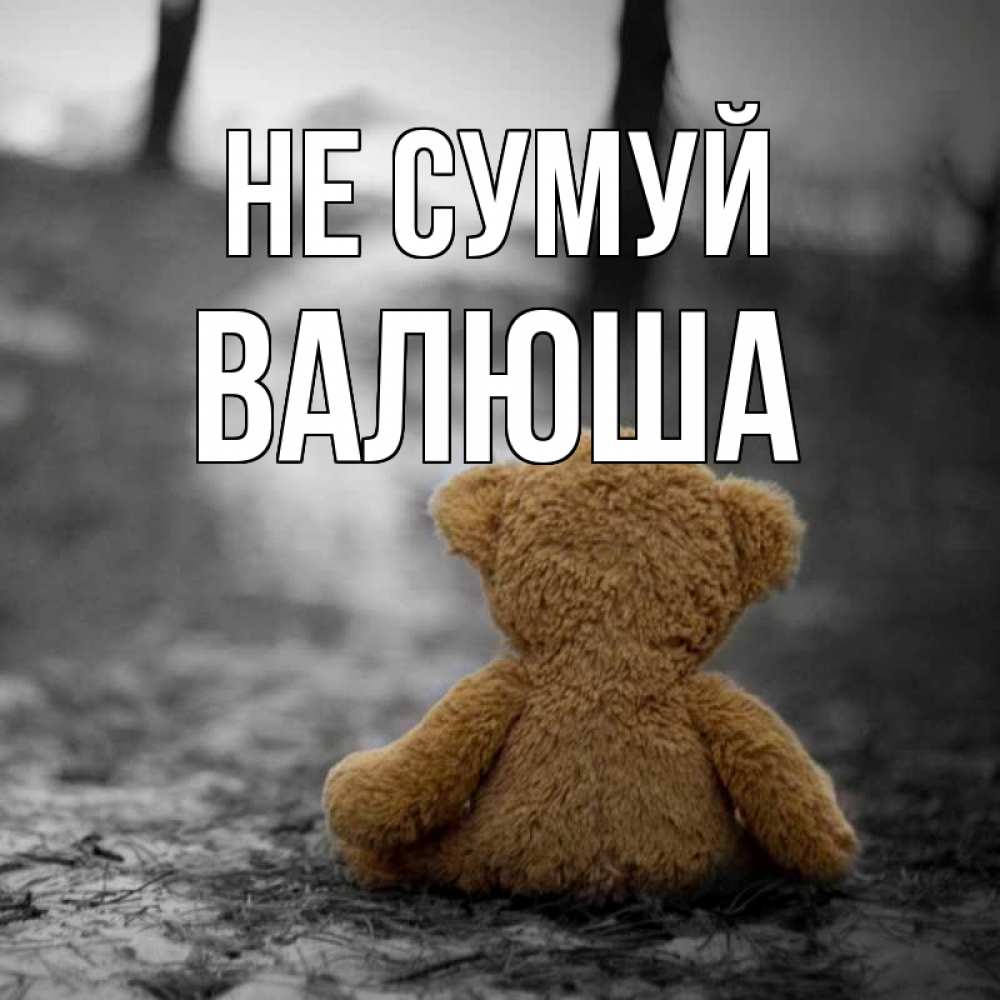 Открытка на каждый день з підписом, Валюша Не сумуй медведь со спин Прикольна листівка з побажанням онлайн скачати безкоштовно 