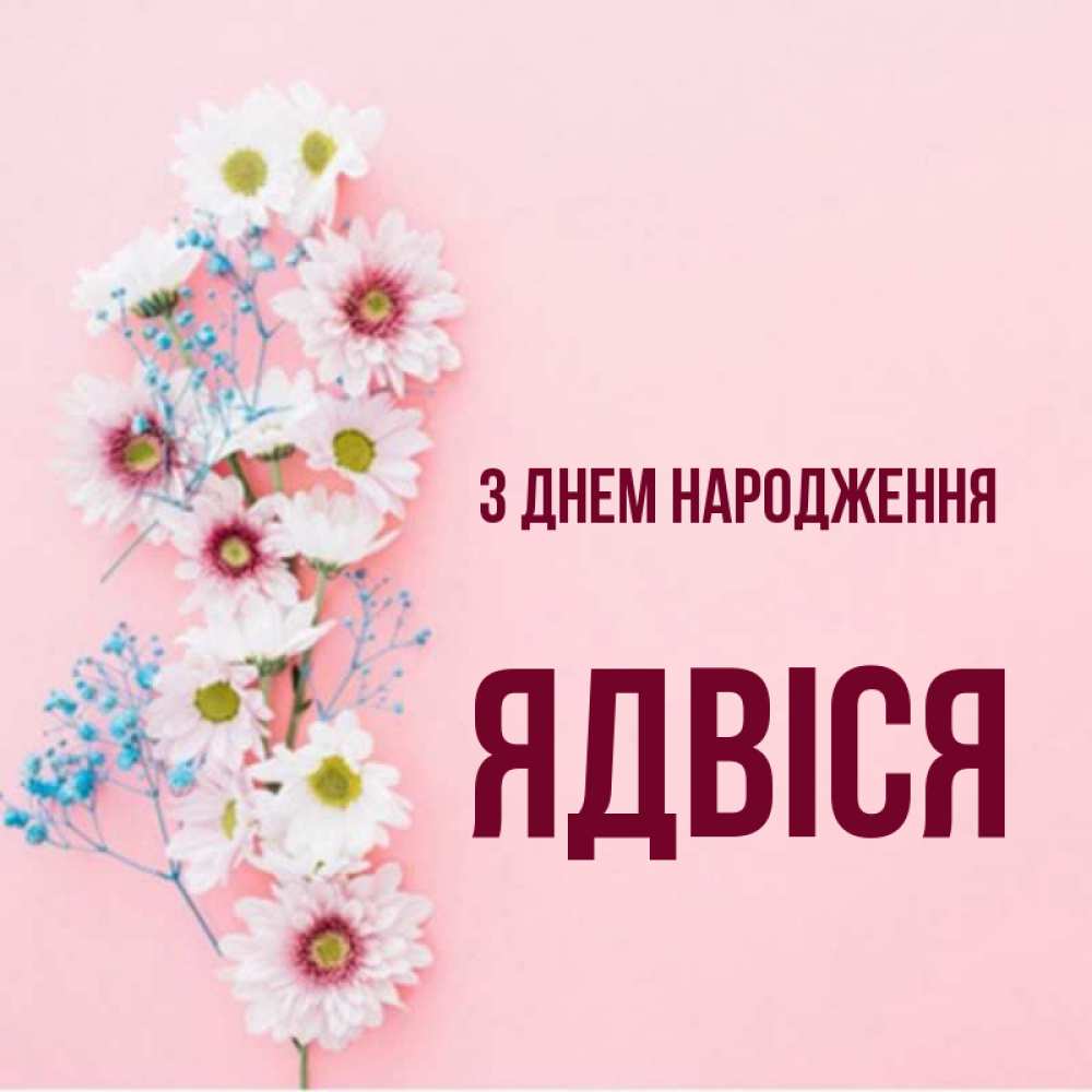 Открытка на каждый день з підписом, Ядвіся З Днем народження Родная моя с днем рождения тебя картинка с цветами белыми и голубыми Прикольна листівка з побажанням онлайн скачати безкоштовно 
