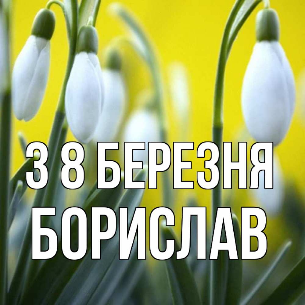 Открытка на каждый день з підписом, Борислав З 8 БЕРЕЗНЯ весенние цветы Прикольна листівка з побажанням онлайн скачати безкоштовно 