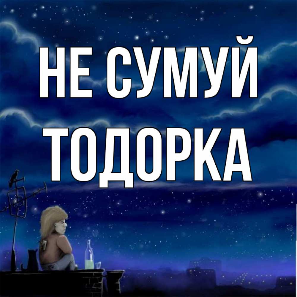 Открытка на каждый день з підписом, Тодорка Не сумуй город с крыши Прикольна листівка з побажанням онлайн скачати безкоштовно 