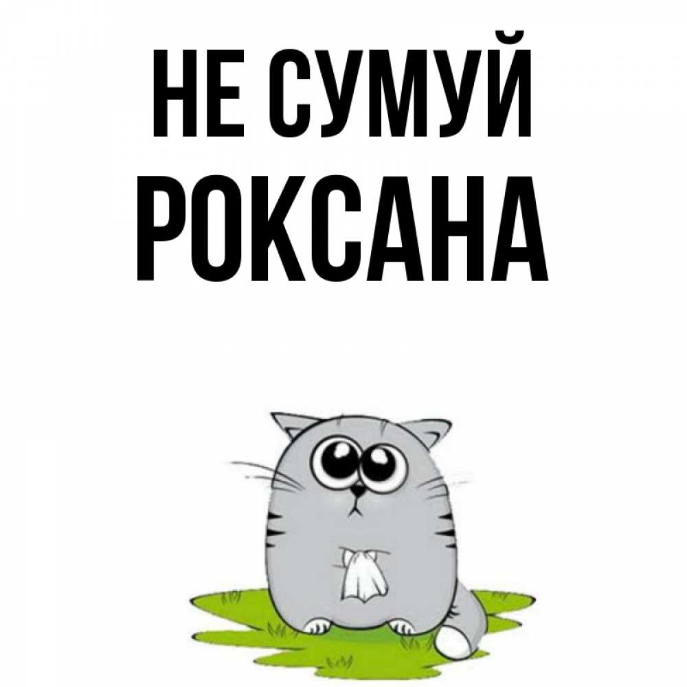 Открытка на каждый день з підписом, Роксана Не сумуй грустный котяра Прикольна листівка з побажанням онлайн скачати безкоштовно 