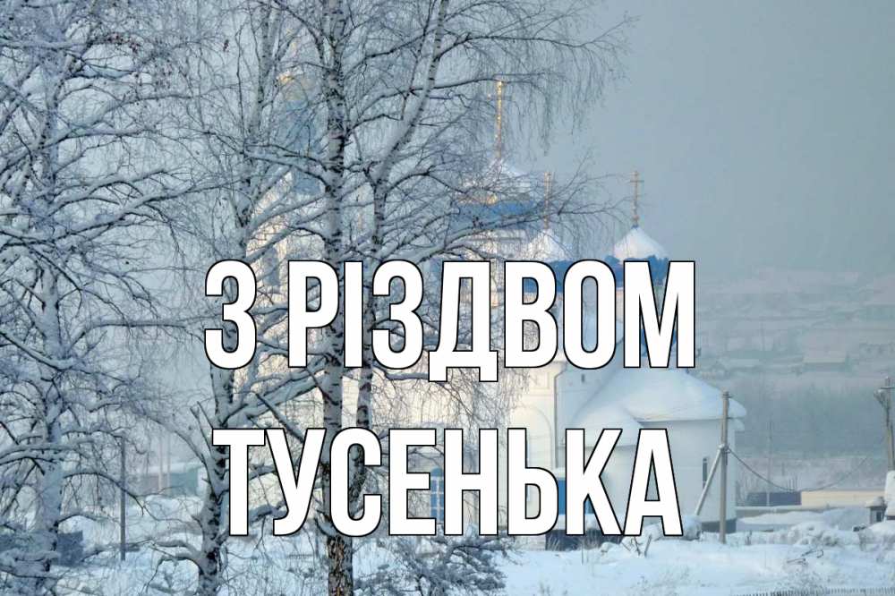 Открытка на каждый день з підписом, Тусенька З Різдвом храм, зима Прикольна листівка з побажанням онлайн скачати безкоштовно 