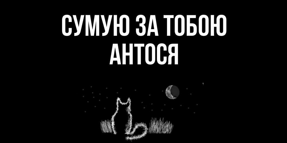 Открытка на каждый день з підписом, Антося Сумую за тобою кот Прикольна листівка з побажанням онлайн скачати безкоштовно 