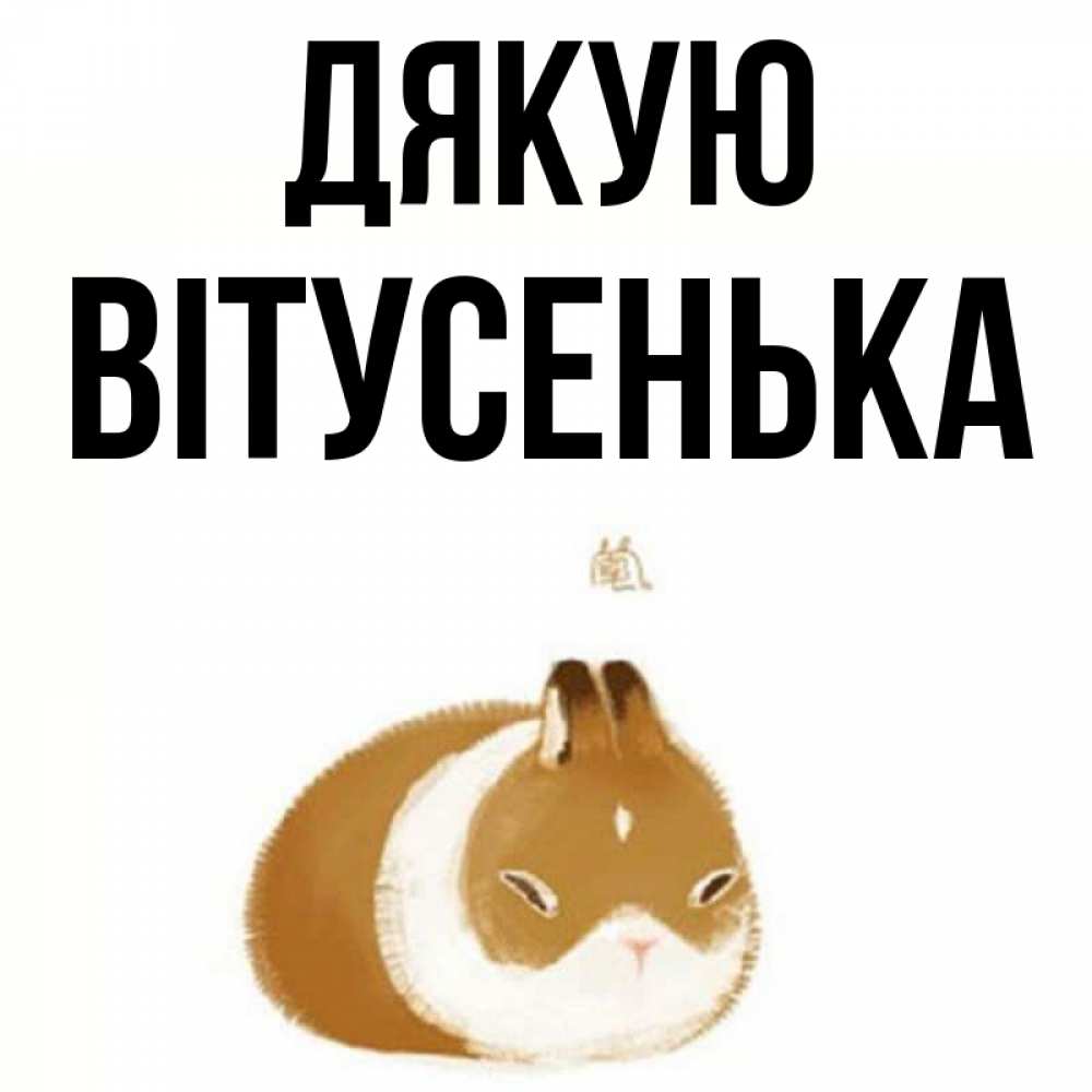 Открытка на каждый день з підписом, Вітусенька Дякую коричнево белый домашний питомец Прикольна листівка з побажанням онлайн скачати безкоштовно 