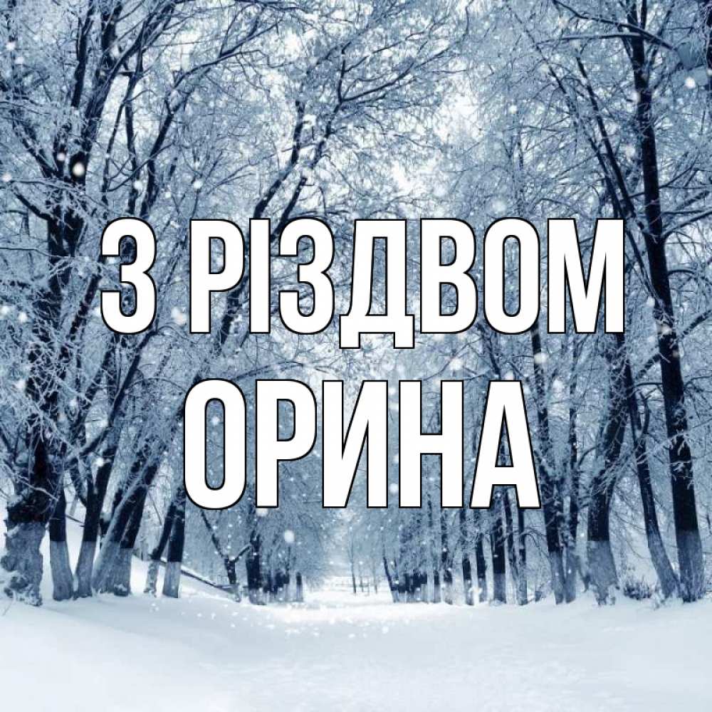 Открытка на каждый день з підписом, Орина З Різдвом снег, лес, парк Прикольна листівка з побажанням онлайн скачати безкоштовно 