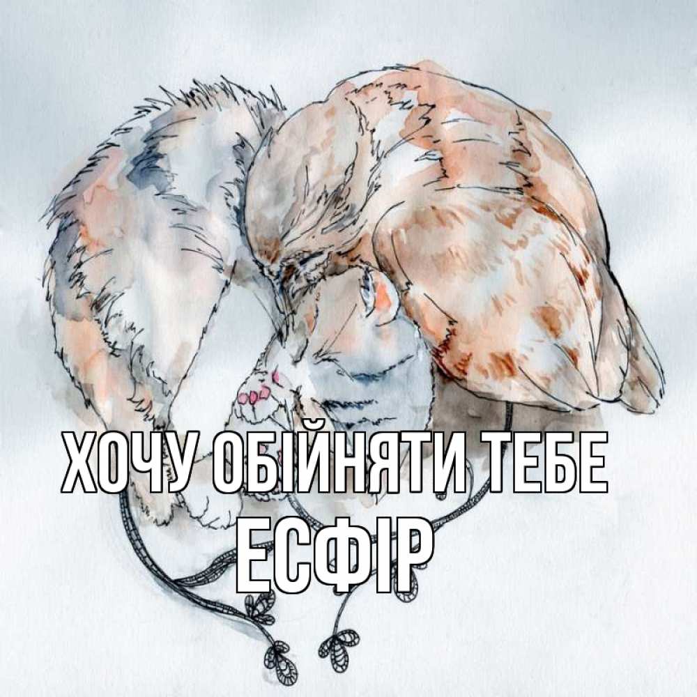 Открытка на каждый день з підписом, Есфір Хочу обійняти тебе можно быть вместе даже когда очень разные Прикольна листівка з побажанням онлайн скачати безкоштовно 