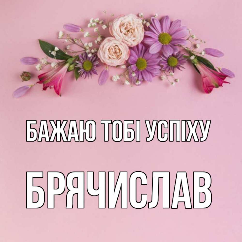 Открытка на каждый день з підписом, Брячислав Бажаю тобі успіху розовый фон Прикольна листівка з побажанням онлайн скачати безкоштовно 