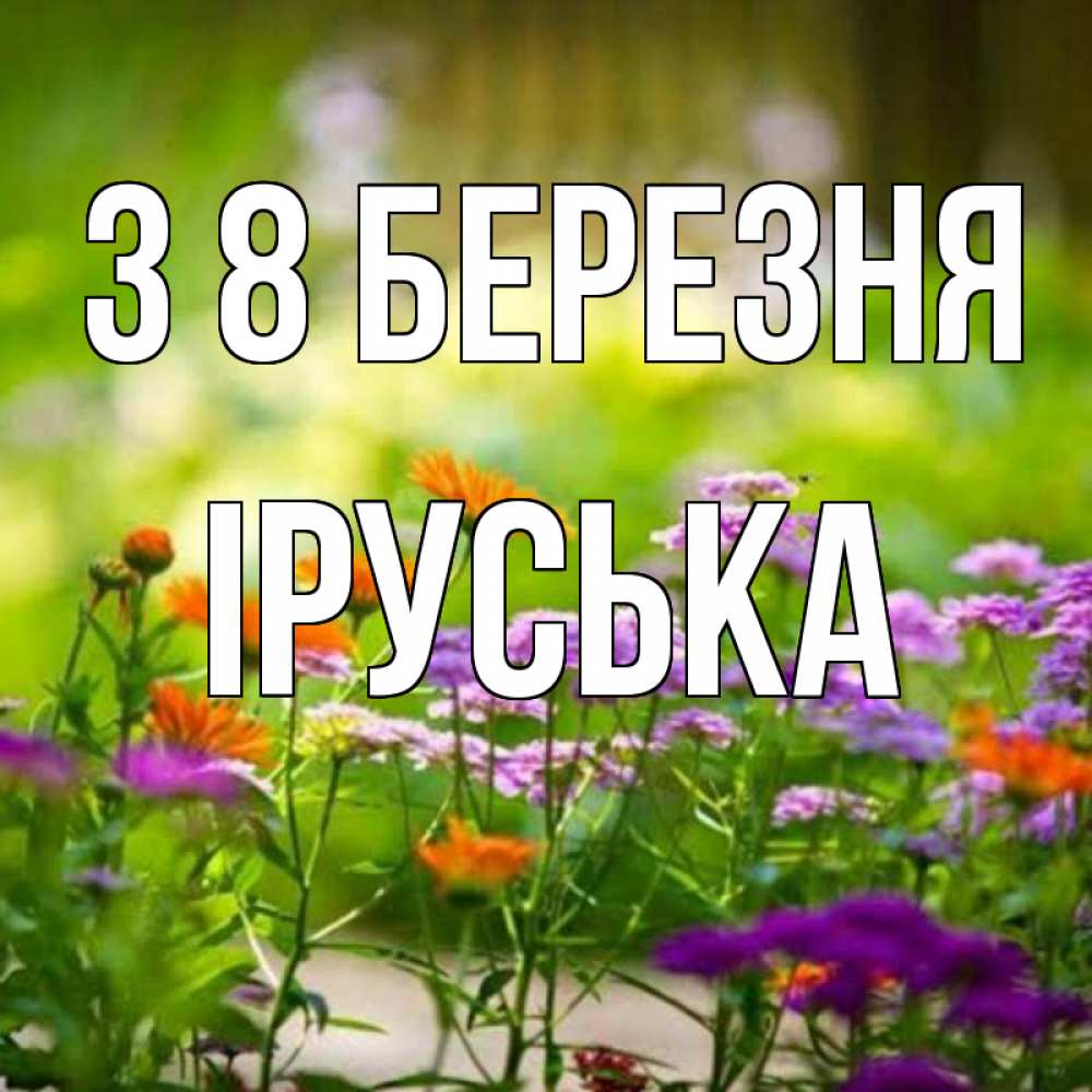 Открытка на каждый день з підписом, Іруська З 8 БЕРЕЗНЯ цветы Прикольна листівка з побажанням онлайн скачати безкоштовно 