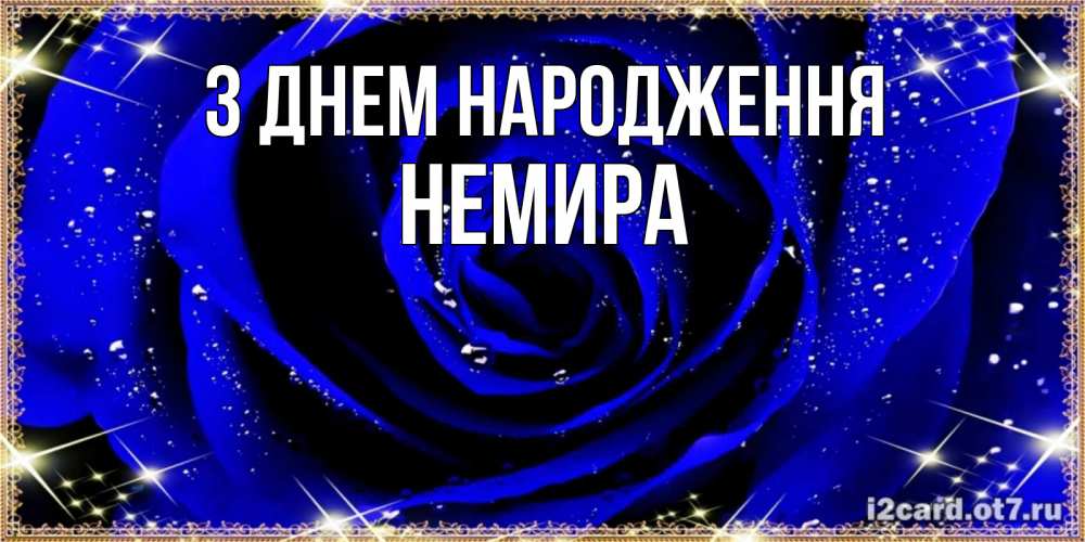 Открытка на каждый день з підписом, Немира З Днем народження голубые цветы в росе Прикольна листівка з побажанням онлайн скачати безкоштовно 