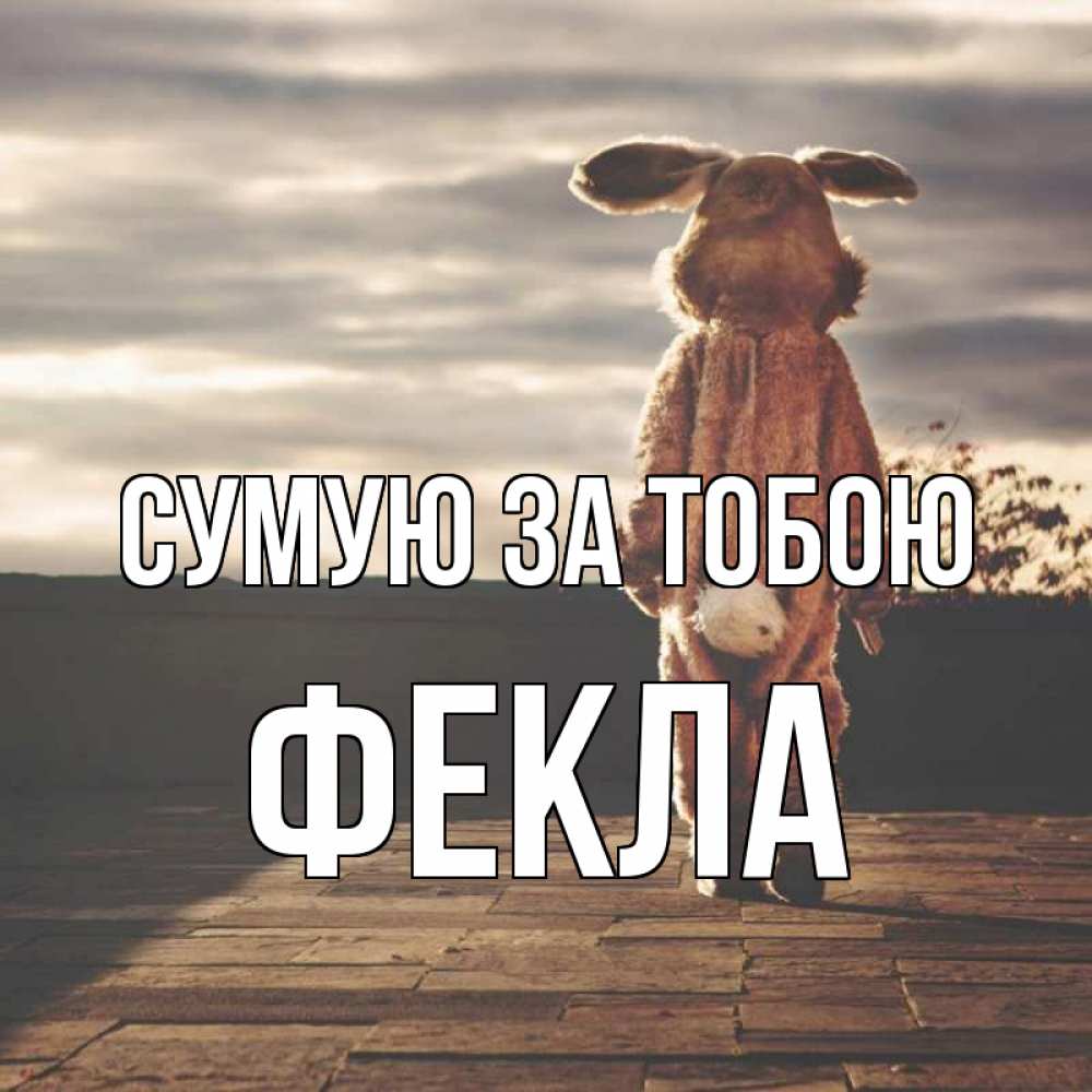 Открытка на каждый день з підписом, Фекла Сумую за тобою даже в костюме зайца Прикольна листівка з побажанням онлайн скачати безкоштовно 