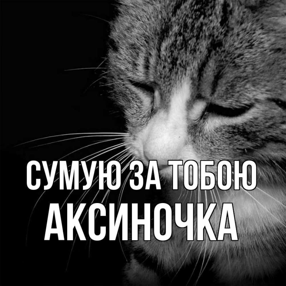 Открытка на каждый день з підписом, Аксиночка Сумую за тобою мне скучно Прикольна листівка з побажанням онлайн скачати безкоштовно 