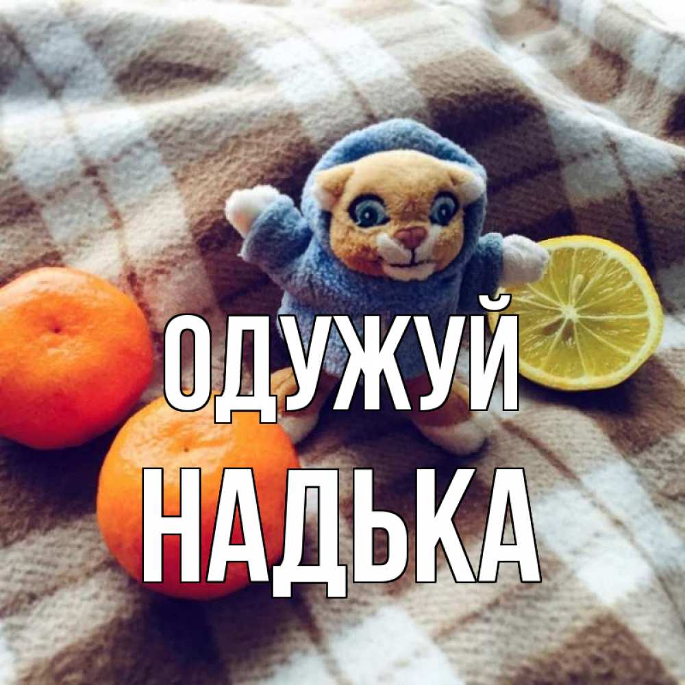 Открытка на каждый день з підписом, Надька Одужуй вот тебе апельсинка и лимон Прикольна листівка з побажанням онлайн скачати безкоштовно 