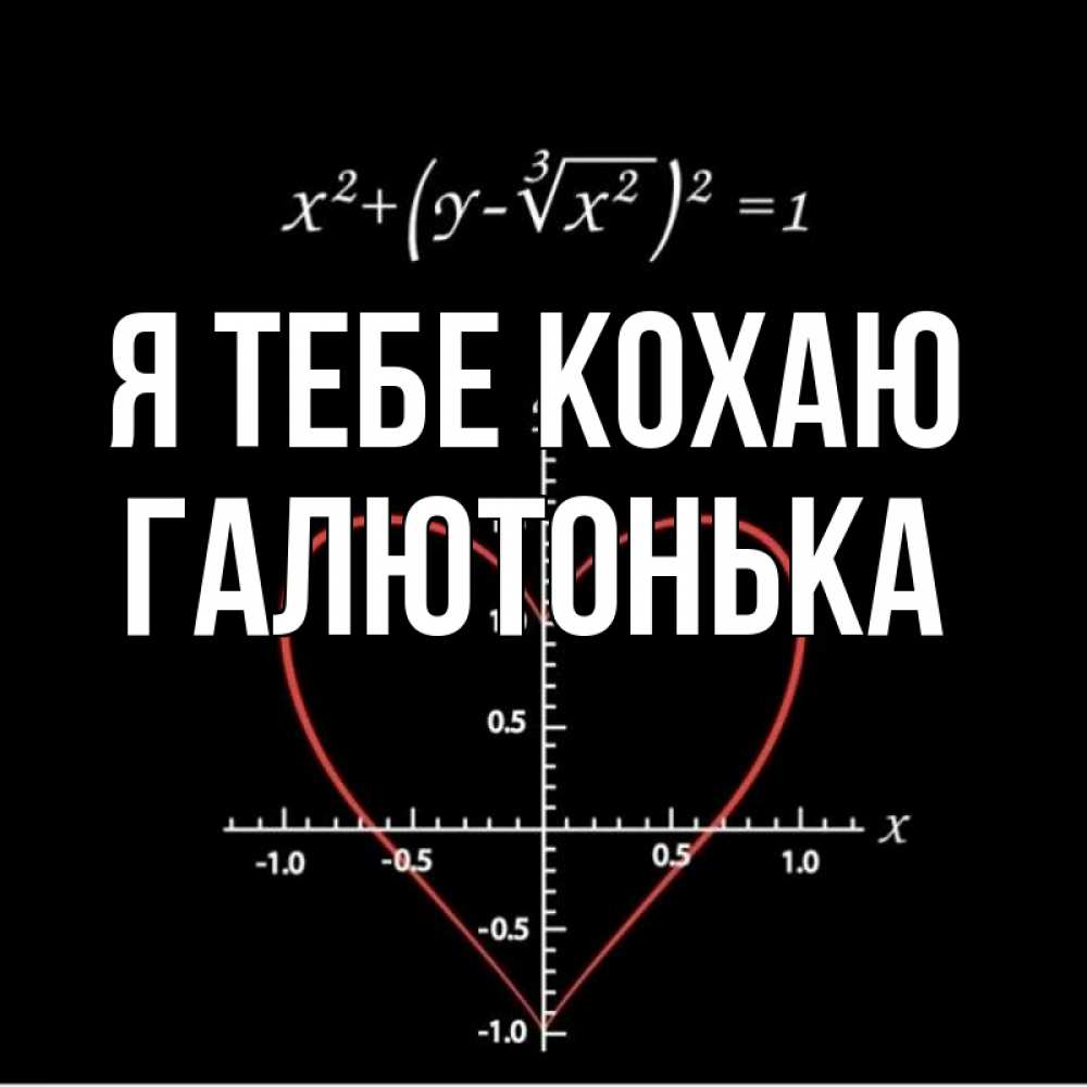 Открытка на каждый день з підписом, Галютонька Я тебе кохаю сердечная формула Прикольна листівка з побажанням онлайн скачати безкоштовно 