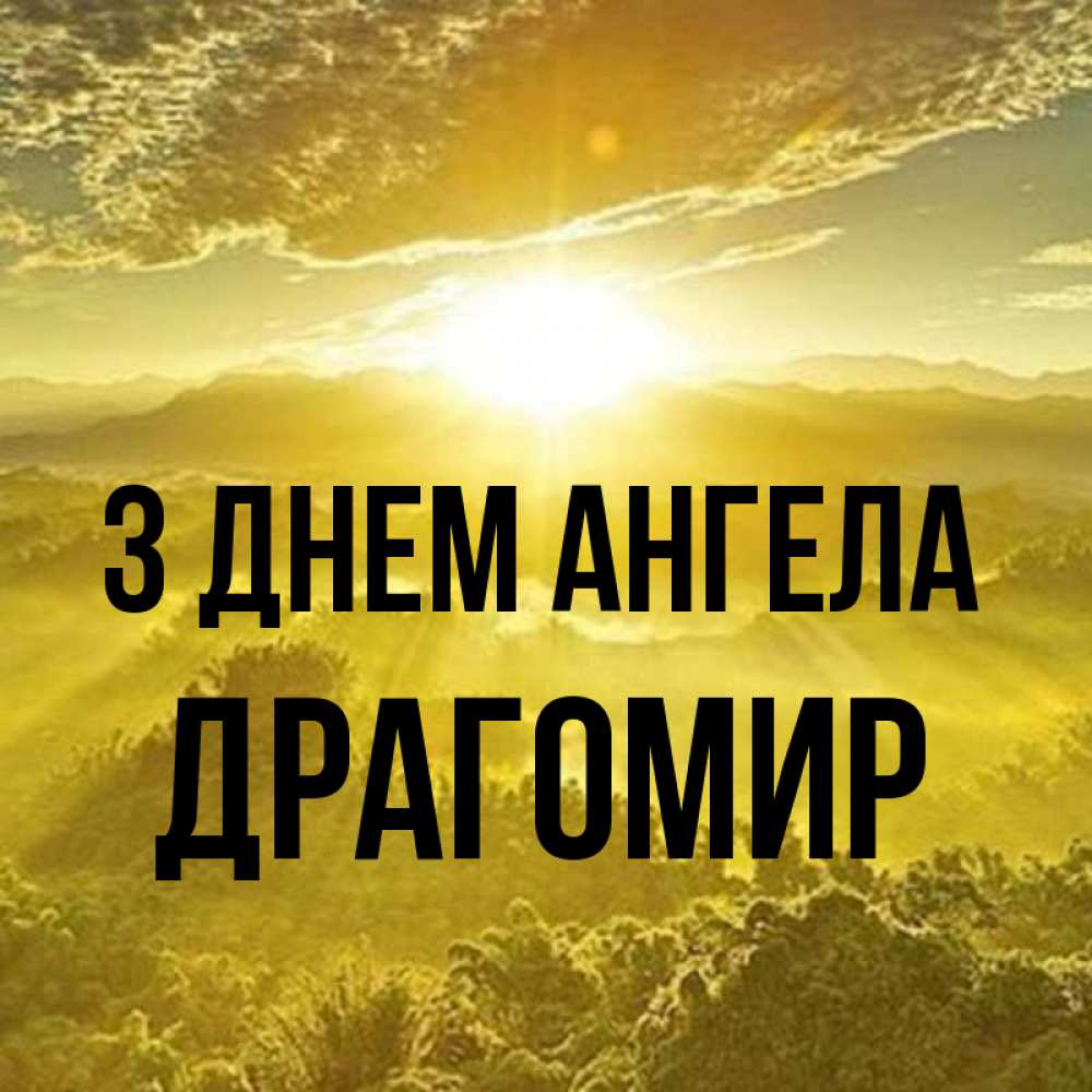 Открытка на каждый день з підписом, Драгомир З Днем ангела леса и небо в желтом Прикольна листівка з побажанням онлайн скачати безкоштовно 