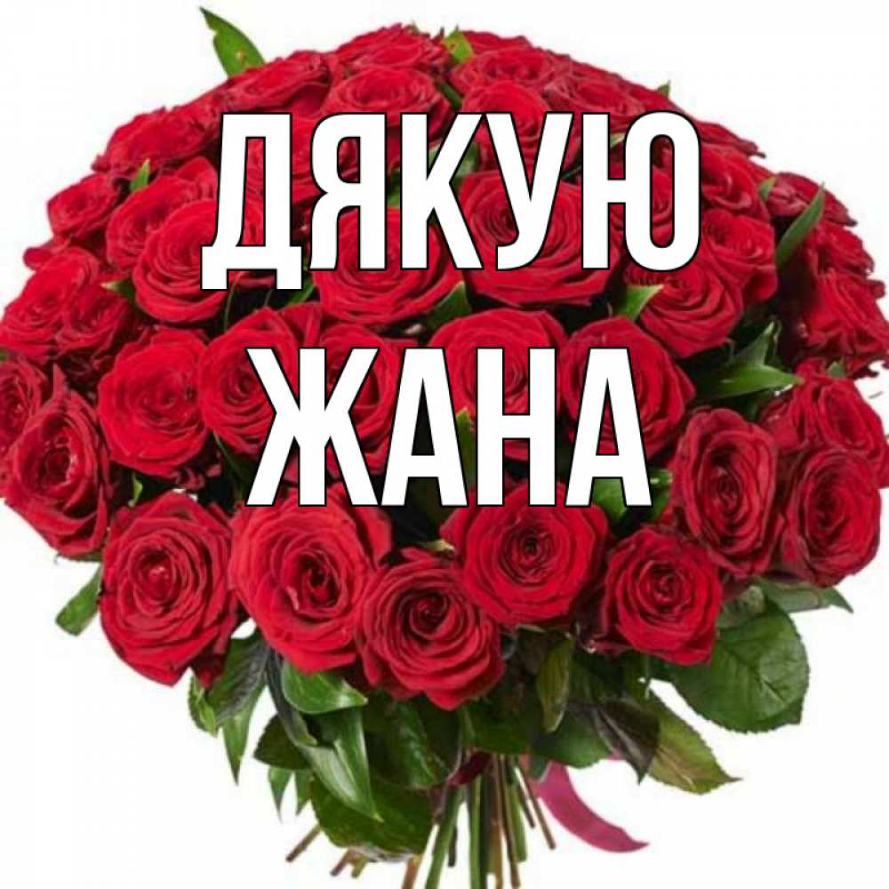 Открытка на каждый день з підписом, Жана Дякую букет красных роз Прикольна листівка з побажанням онлайн скачати безкоштовно 