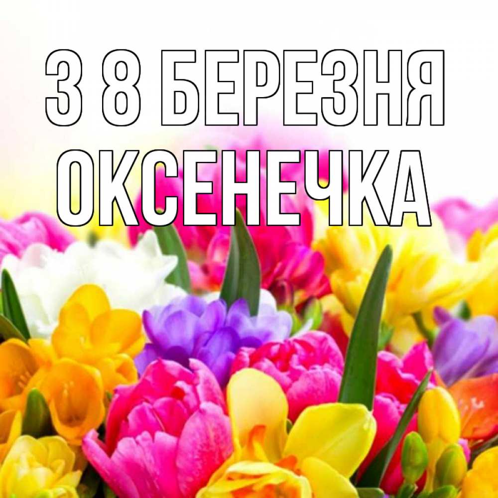 Открытка на каждый день з підписом, Оксенечка З 8 БЕРЕЗНЯ тюльпаны Прикольна листівка з побажанням онлайн скачати безкоштовно 