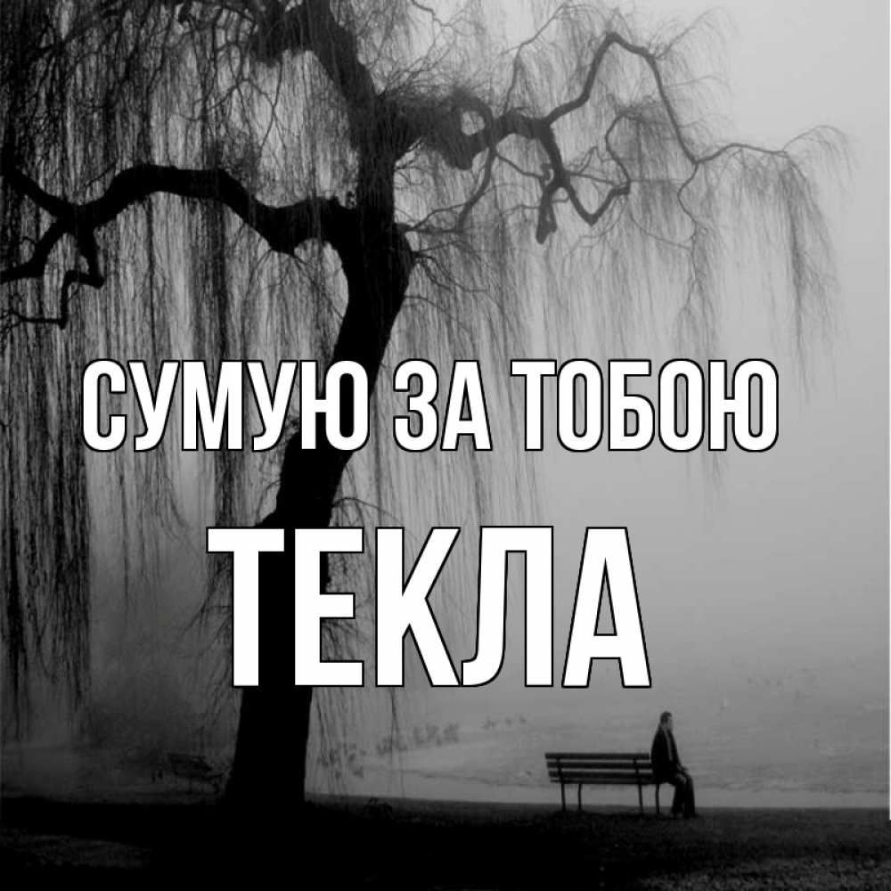 Открытка на каждый день з підписом, Текла Сумую за тобою лавочка под деревом я жду тебя Прикольна листівка з побажанням онлайн скачати безкоштовно 