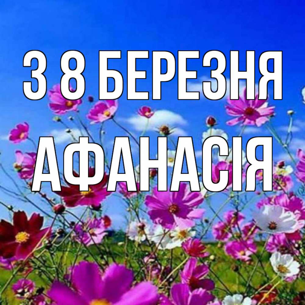 Открытка на каждый день з підписом, Афанасія З 8 БЕРЕЗНЯ цветы Прикольна листівка з побажанням онлайн скачати безкоштовно 