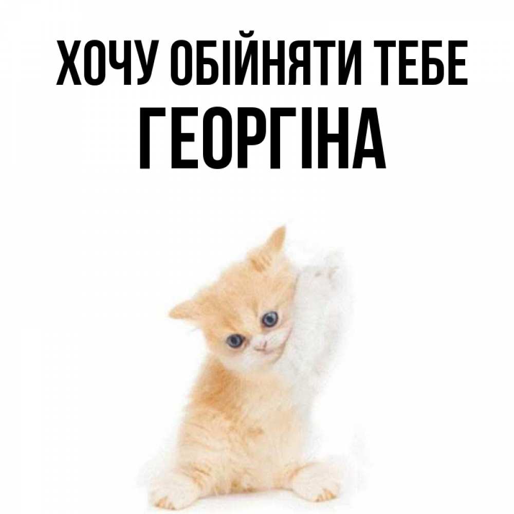 Открытка на каждый день з підписом, Георгіна Хочу обійняти тебе я хочу очень скорее обнимаешек Прикольна листівка з побажанням онлайн скачати безкоштовно 