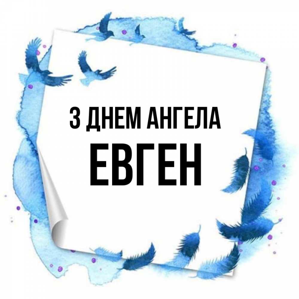 Открытка на каждый день з підписом, Евген З Днем ангела красивые птицы летят Прикольна листівка з побажанням онлайн скачати безкоштовно 
