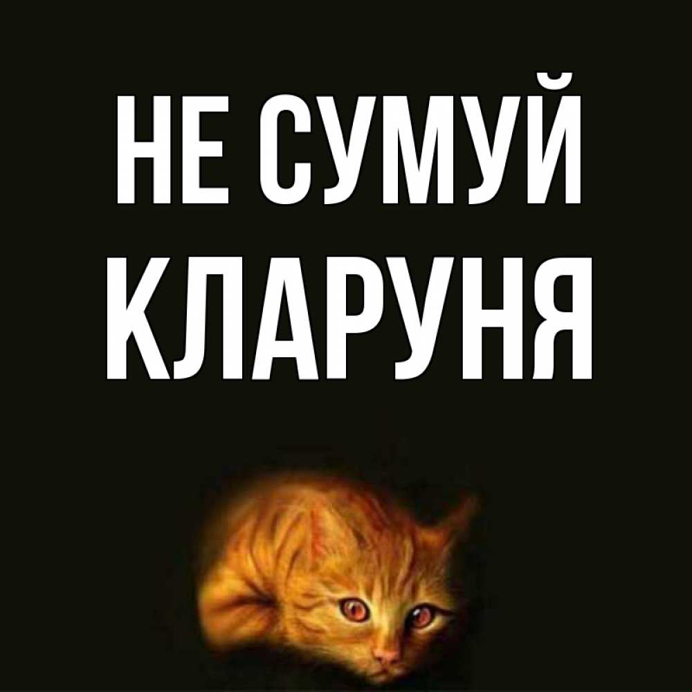 Открытка на каждый день з підписом, Кларуня Не сумуй лежащий кот в темноте Прикольна листівка з побажанням онлайн скачати безкоштовно 