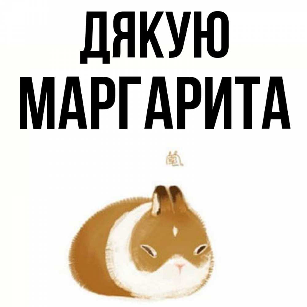Открытка на каждый день з підписом, Маргарита Дякую коричнево белый домашний питомец Прикольна листівка з побажанням онлайн скачати безкоштовно 