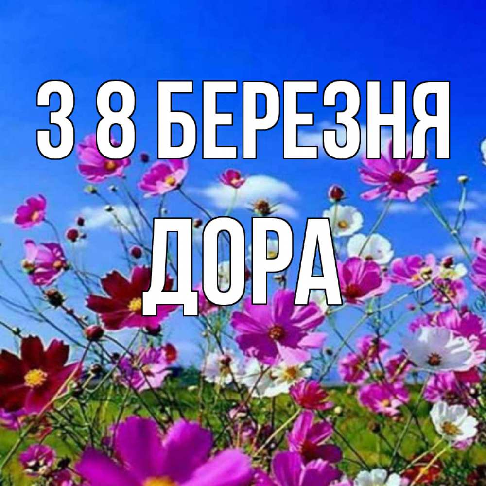 Открытка на каждый день з підписом, Дора З 8 БЕРЕЗНЯ цветы Прикольна листівка з побажанням онлайн скачати безкоштовно 