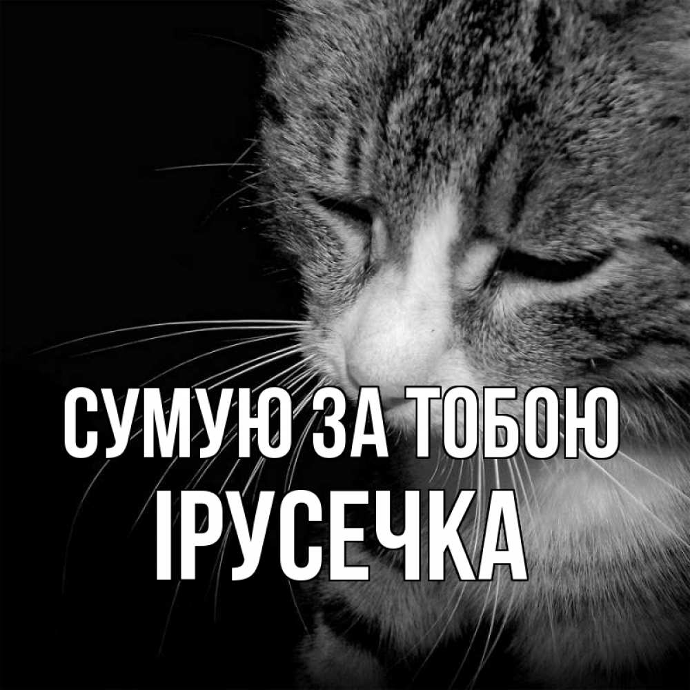 Открытка на каждый день з підписом, Ірусечка Сумую за тобою мне скучно Прикольна листівка з побажанням онлайн скачати безкоштовно 