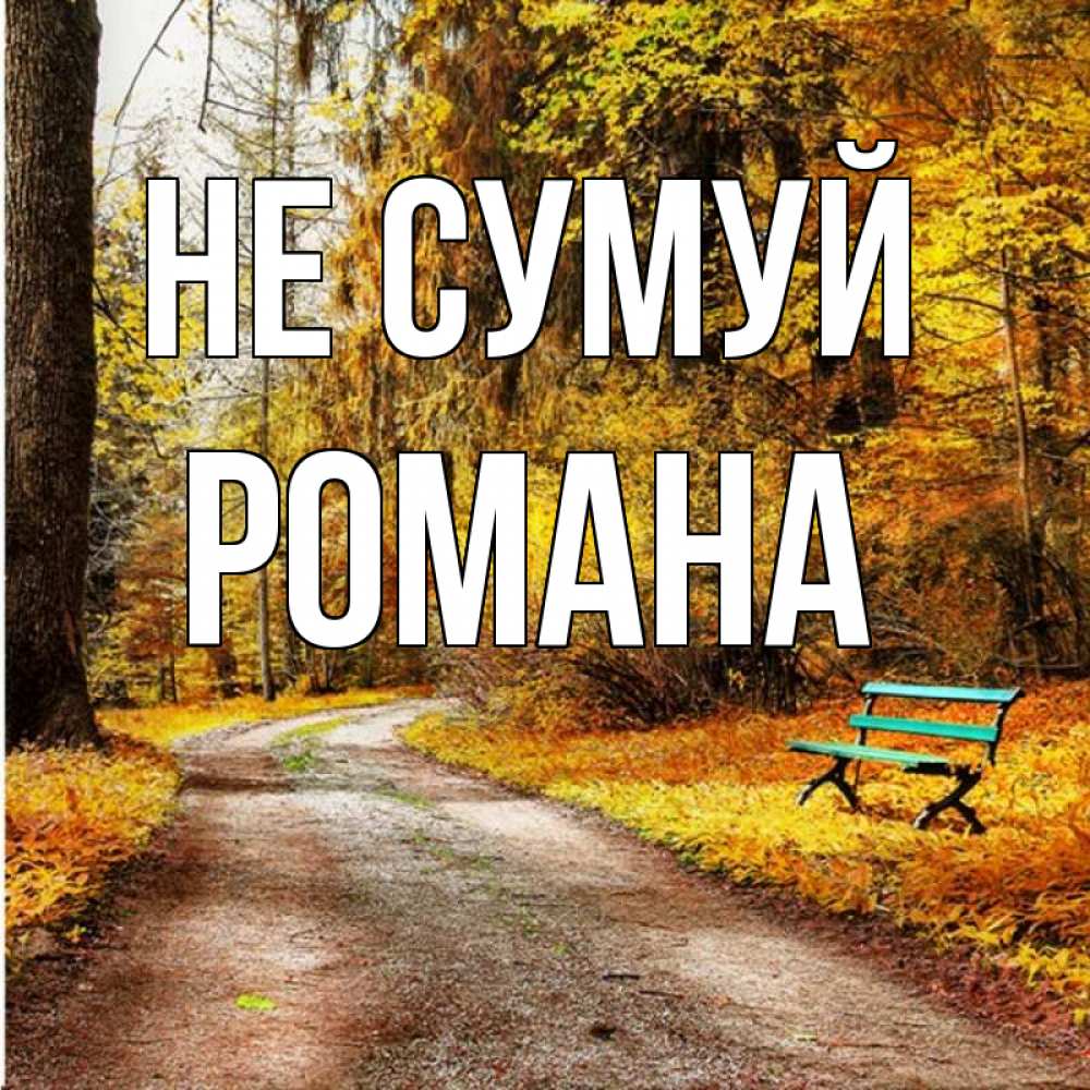 Открытка на каждый день з підписом, Романа Не сумуй зеленая лавочка Прикольна листівка з побажанням онлайн скачати безкоштовно 
