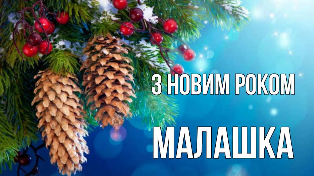 Открытка на каждый день з підписом, Малашка З новим роком Новый год, ель, шишки Прикольна листівка з побажанням онлайн скачати безкоштовно 