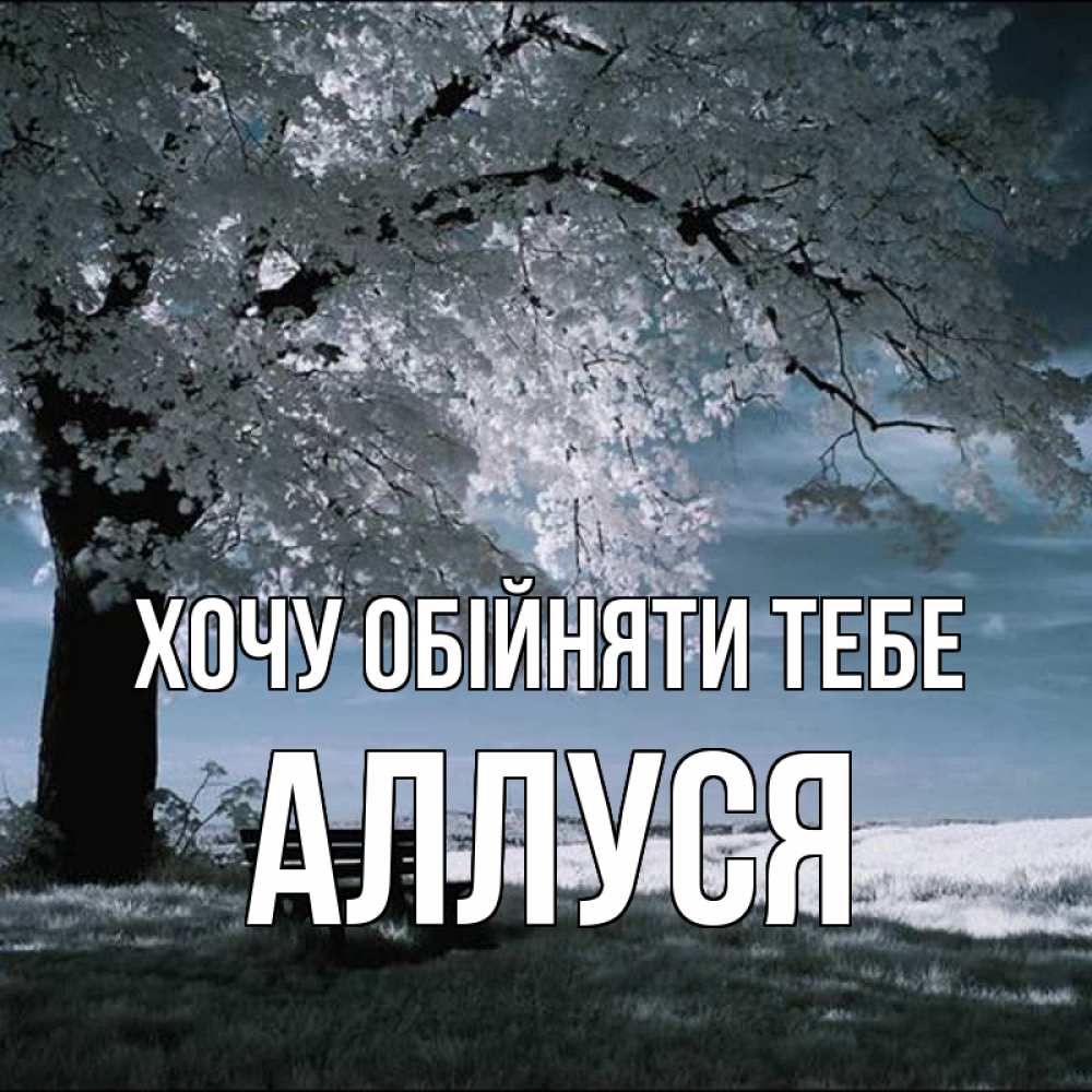 Открытка на каждый день з підписом, Аллуся Хочу обійняти тебе дерево Прикольна листівка з побажанням онлайн скачати безкоштовно 