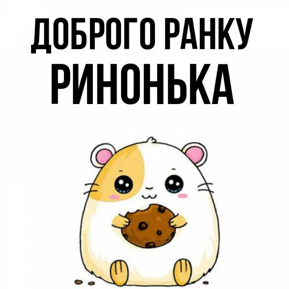 Открытка на каждый день з підписом, Ринонька Доброго ранку есть печеньку. Утречко Прикольна листівка з побажанням онлайн скачати безкоштовно 