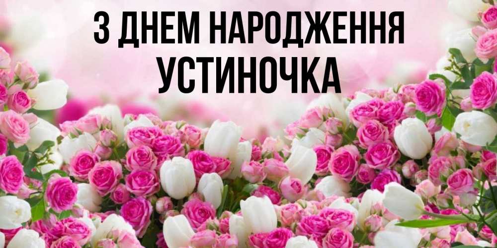 Открытка на каждый день з підписом, Устиночка З Днем народження открытка с разными розами Прикольна листівка з побажанням онлайн скачати безкоштовно 