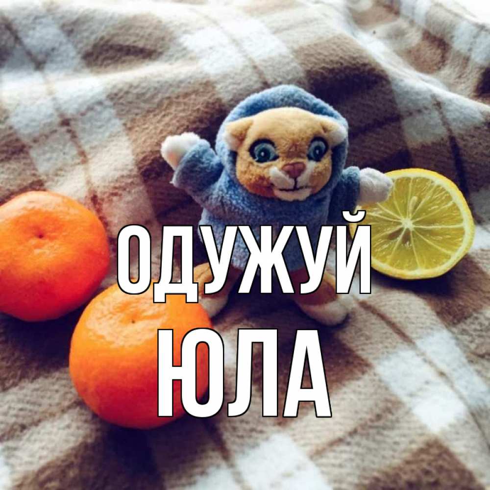 Открытка на каждый день з підписом, Юла Одужуй вот тебе апельсинка и лимон Прикольна листівка з побажанням онлайн скачати безкоштовно 