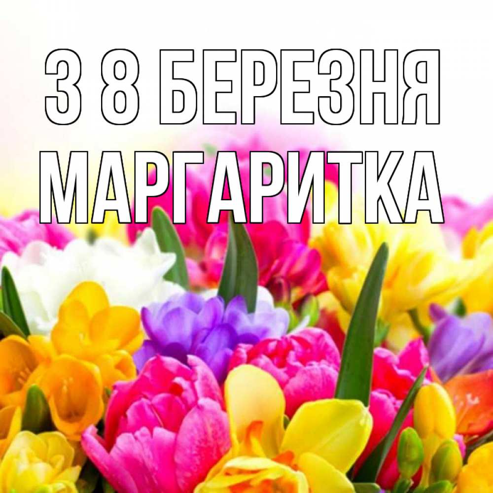 Открытка на каждый день з підписом, Маргаритка З 8 БЕРЕЗНЯ тюльпаны Прикольна листівка з побажанням онлайн скачати безкоштовно 
