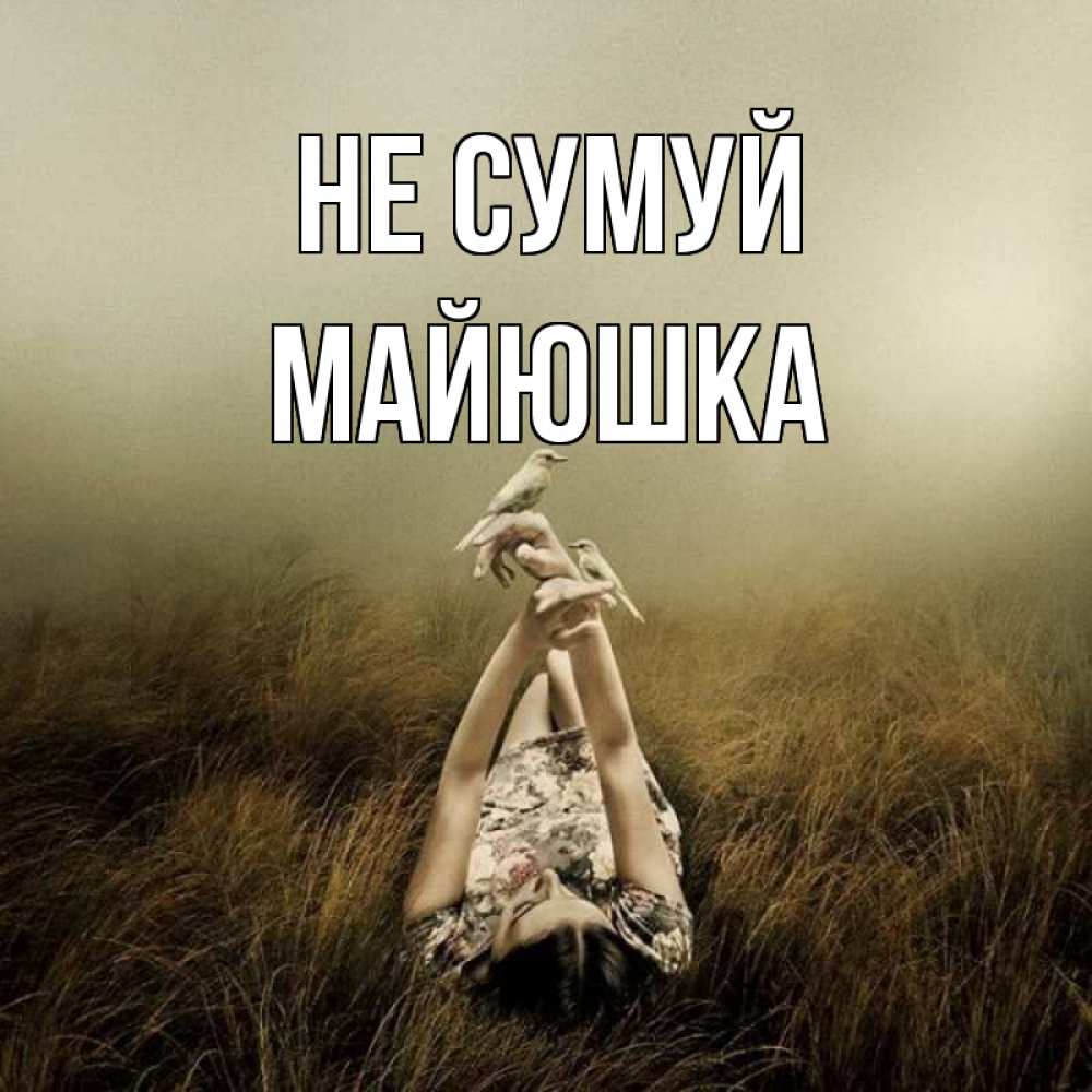 Открытка на каждый день з підписом, Майюшка Не сумуй поле и туман Прикольна листівка з побажанням онлайн скачати безкоштовно 