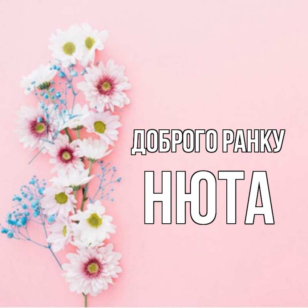 Открытка на каждый день з підписом, Нюта Доброго ранку цветы с подписью Прикольна листівка з побажанням онлайн скачати безкоштовно 