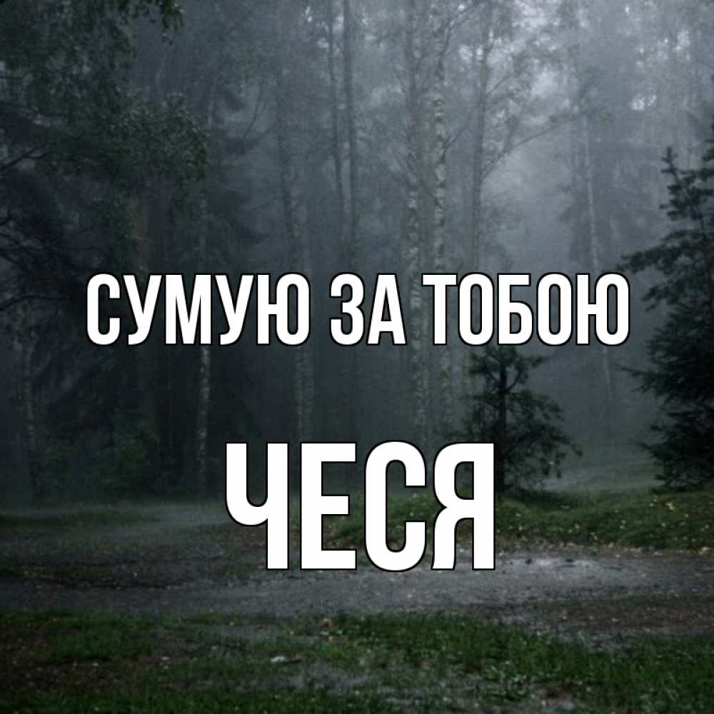 Открытка на каждый день з підписом, Чеся Сумую за тобою одна и плохо мне Прикольна листівка з побажанням онлайн скачати безкоштовно 
