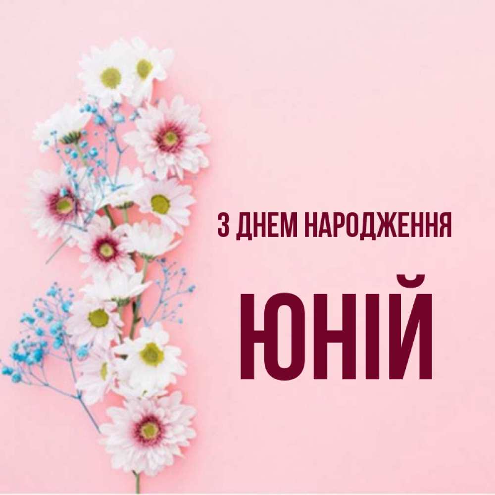 Открытка на каждый день з підписом, Юній З Днем народження Родная моя с днем рождения тебя картинка с цветами белыми и голубыми Прикольна листівка з побажанням онлайн скачати безкоштовно 