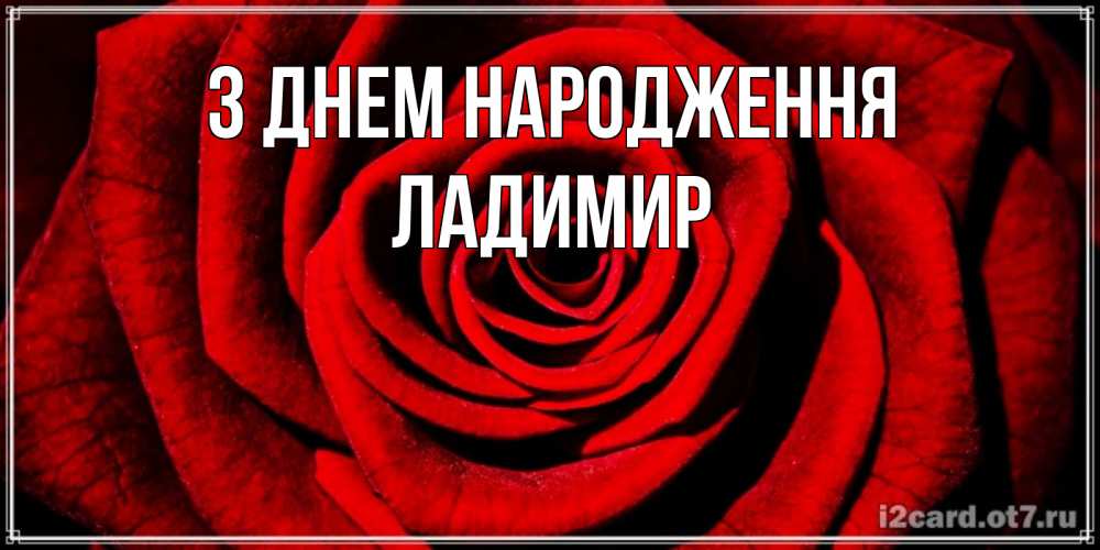 Открытка на каждый день з підписом, Ладимир З Днем народження алая роза Прикольна листівка з побажанням онлайн скачати безкоштовно 