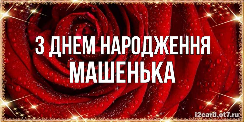 Открытка на каждый день з підписом, Машенька З Днем народження роса на розе блестящая в лучах солнца Прикольна листівка з побажанням онлайн скачати безкоштовно 