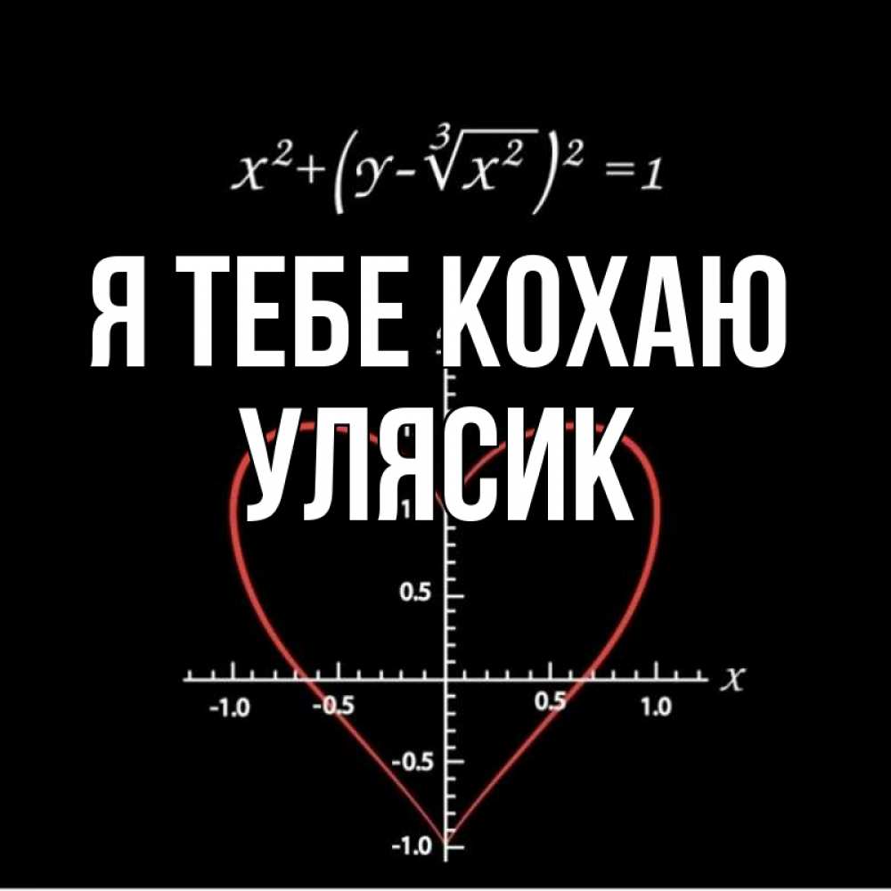 Открытка на каждый день з підписом, Улясик Я тебе кохаю сердечная формула Прикольна листівка з побажанням онлайн скачати безкоштовно 