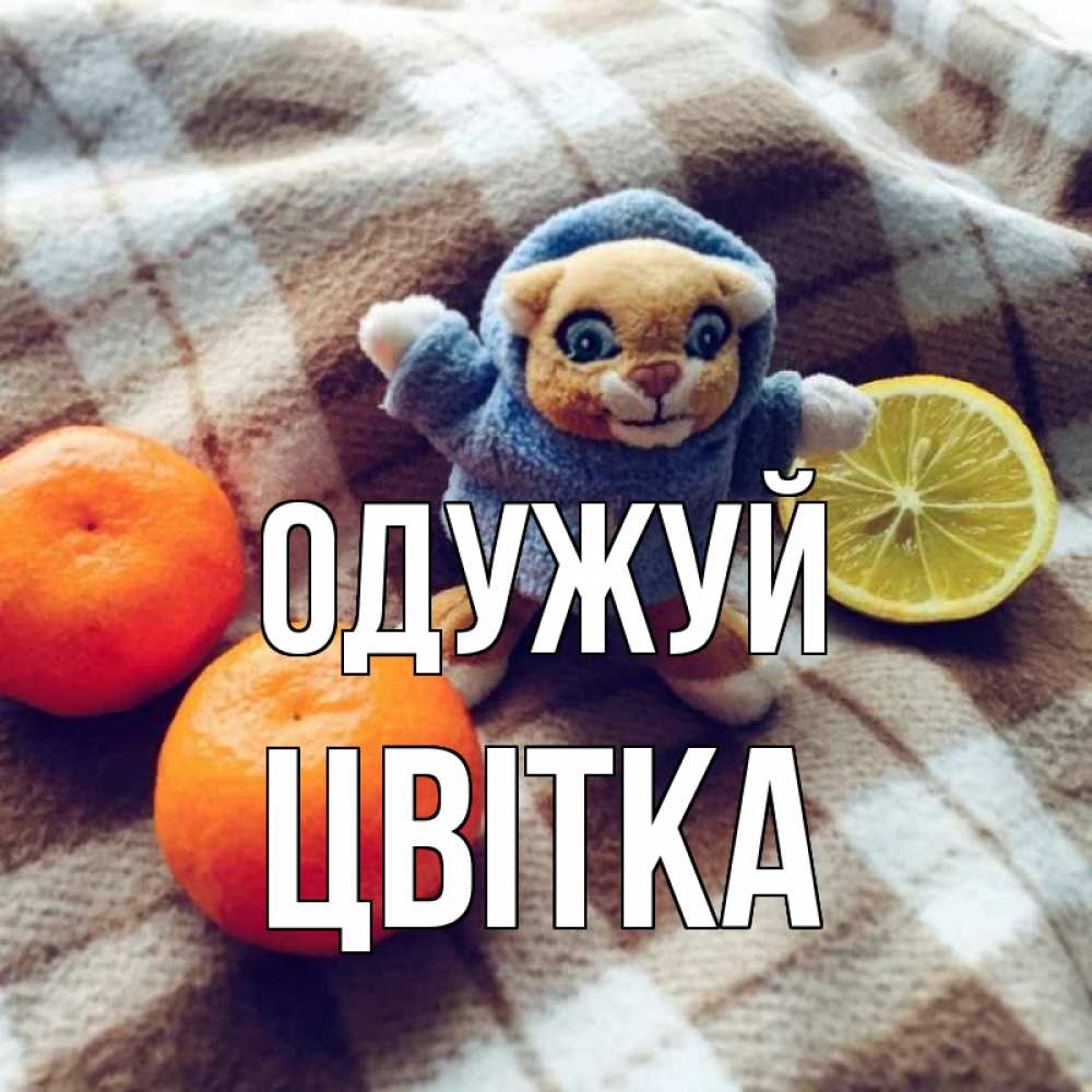 Открытка на каждый день з підписом, Цвітка Одужуй вот тебе апельсинка и лимон Прикольна листівка з побажанням онлайн скачати безкоштовно 